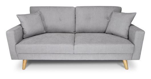 Divano 3 posti in tessuto vellutato grigio piedi in legno mod. Chloe DI-CH01FBC-PL