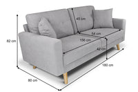 Divano 3 posti in tessuto vellutato grigio piedi in legno mod. Chloe DI-CH01FBC-PL