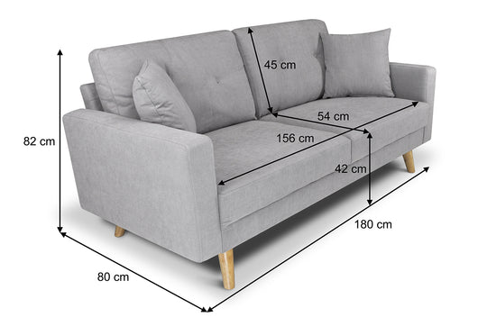 Divano 3 posti in tessuto vellutato grigio piedi in legno mod. Chloe DI-CH01FBC-PL