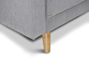 Divano 3 posti in tessuto vellutato grigio piedi in legno mod. Chloe DI-CH01FBC-PL