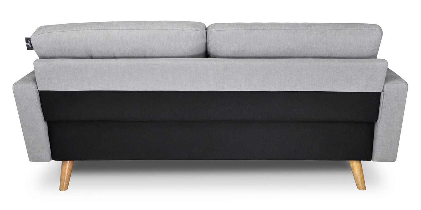 Divano 3 posti in tessuto vellutato grigio piedi in legno mod. Chloe DI-CH01FBC-PL