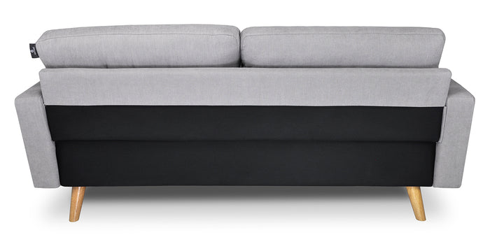 Divano 3 posti in tessuto vellutato grigio piedi in legno mod. Chloe DI-CH01FBC-PL