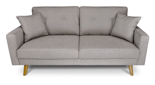 Divano 3 posti in tessuto vellutato tortora piedi in legno mod. Chloe DI-CH03FBC-PL