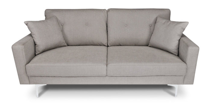 Divano 3 posti in tessuto vellutato tortora piedi in metallo Chloe DI-CH03FBC-PM