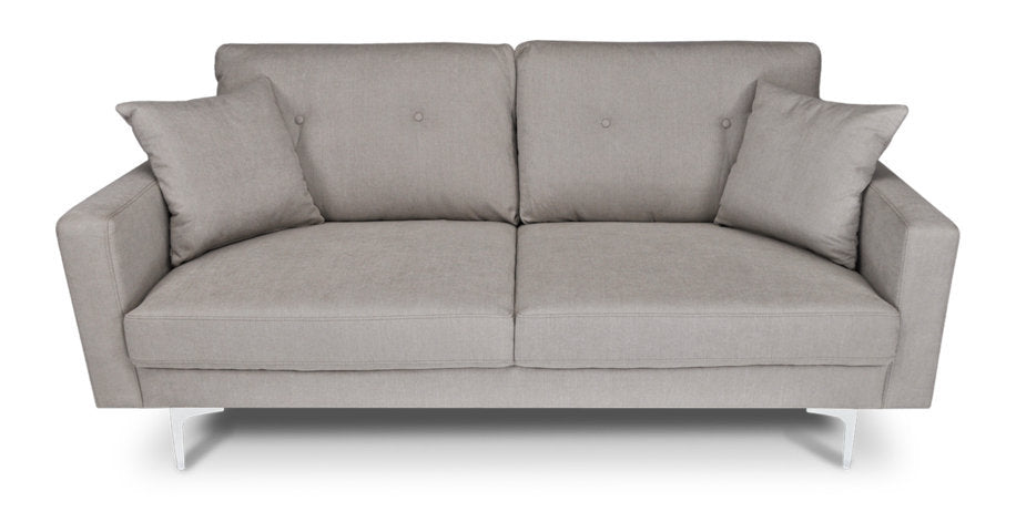 Divano 3 posti in tessuto vellutato tortora piedi in metallo Chloe DI-CH03FBC-PM