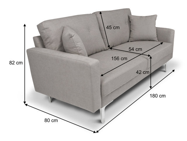 Divano 3 posti in tessuto vellutato tortora piedi in metallo Chloe DI-CH03FBC-PM