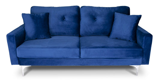 Divano 3 posti in velluto blu piedi in metallo mod. Chloe DI-CH07VLT-PM