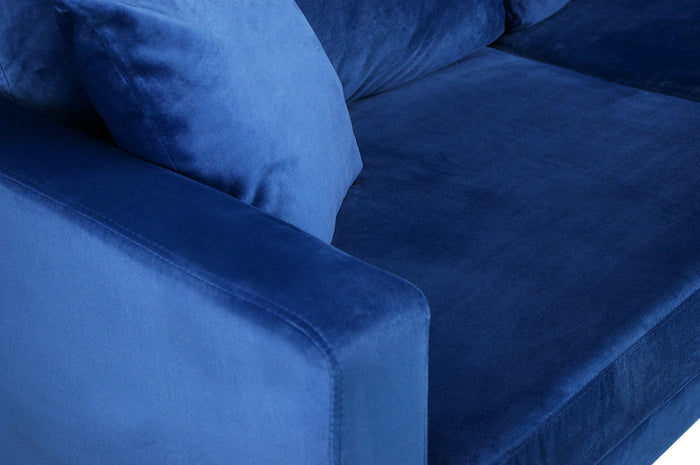 Divano 3 posti in velluto blu piedi in metallo mod. Chloe DI-CH07VLT-PM