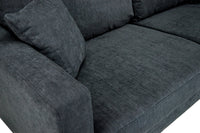 Divano 3 posti in tessuto vellutato nero piedi in legno mod. Chloe DI-CH10FBC-PL