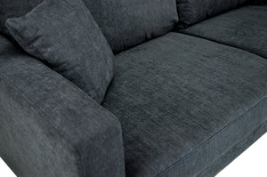 Divano 3 posti in tessuto vellutato nero piedi in legno mod. Chloe DI-CH10FBC-PL