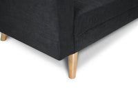 Divano 3 posti in tessuto vellutato nero piedi in legno mod. Chloe DI-CH10FBC-PL