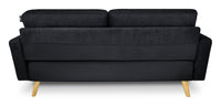 Divano 3 posti in tessuto vellutato nero piedi in legno mod. Chloe DI-CH10FBC-PL