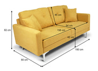 Divano 3 posti in tessuto vellutato giallo piedi in metallo Chloe DI-CH16FBC-PM