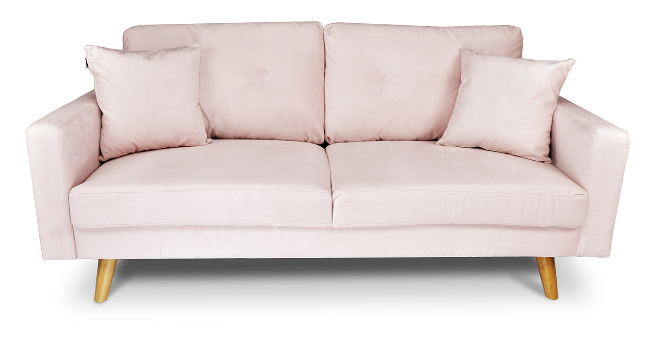 Divano 3 posti in velluto rosa piedi in legno Chloe DI-CH19VLT-PL