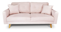 Divano 3 posti in velluto rosa piedi in legno Chloe DI-CH19VLT-PL
