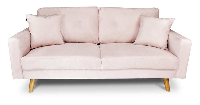 Divano 3 posti in velluto rosa piedi in legno Chloe DI-CH19VLT-PL