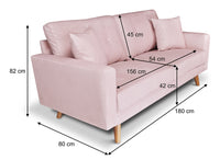 Divano 3 posti in velluto rosa piedi in legno Chloe DI-CH19VLT-PL