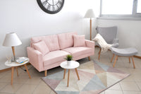 Divano 3 posti in velluto rosa piedi in legno Chloe DI-CH19VLT-PL