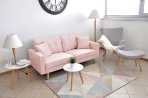 Divano 3 posti in velluto rosa piedi in legno Chloe DI-CH19VLT-PL