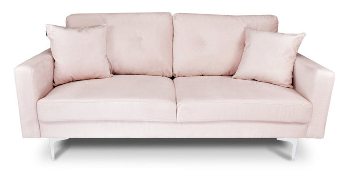 Divano 3 posti in velluto rosa piedi in metallo mod. Chloe DI-CH19VLT-PM