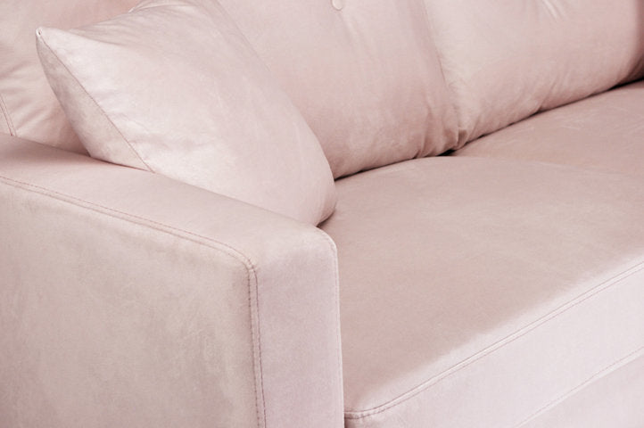 Divano 3 posti in velluto rosa piedi in metallo mod. Chloe DI-CH19VLT-PM