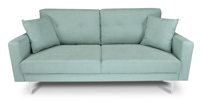 Divano 3 posti in tessuto vellutato verde tiffany piedi in metallo mod. Chloe DI-CH20FBC-PM