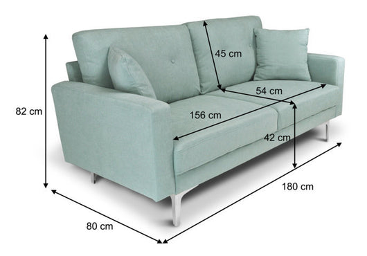 Divano 3 posti in tessuto vellutato verde tiffany piedi in metallo mod. Chloe DI-CH20FBC-PM