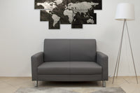 Divano 2 posti in ecopelle grigio scuro - Charlie - DI-CHA05PU