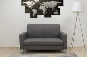 Divano 2 posti in ecopelle grigio scuro - Charlie - DI-CHA05PU