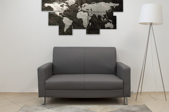 Divano 2 posti in ecopelle grigio scuro - Charlie - DI-CHA05PU