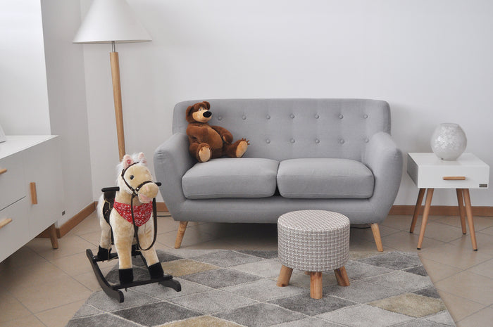 Divano 2 posti in tessuto grigio dallo stile scandinavo - Emily - DI-EM012P