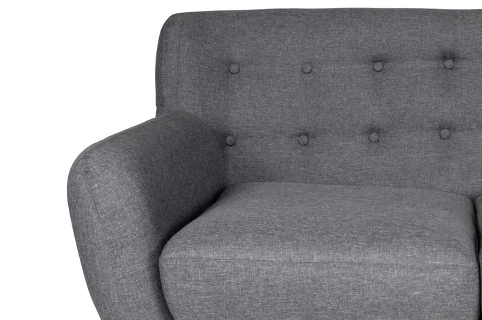 Divano 2 posti in tessuto grigio scuro dallo stile scandinavo mod. Emily