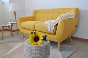 Divano 2 posti in tessuto giallo dallo stile scandinavo - Emily - DI-EM162P
