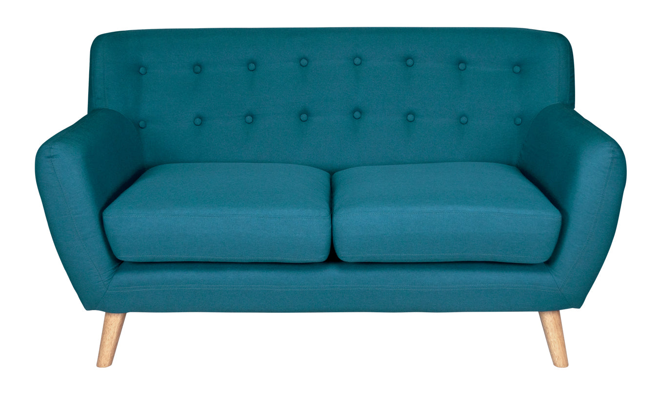 Divano 2 posti in tessuto blu petrolio dallo stile scandinavo mod. Emily DI-EM272P