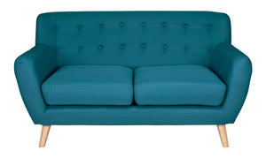 Divano 2 posti in tessuto blu petrolio dallo stile scandinavo mod. Emily DI-EM272P