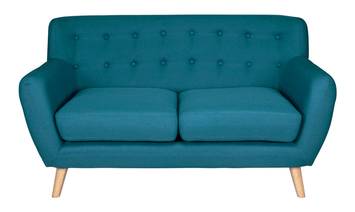 Divano 2 posti in tessuto blu petrolio dallo stile scandinavo mod. Emily DI-EM272P