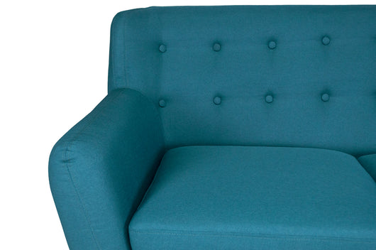 Divano 2 posti in tessuto blu petrolio dallo stile scandinavo mod. Emily DI-EM272P