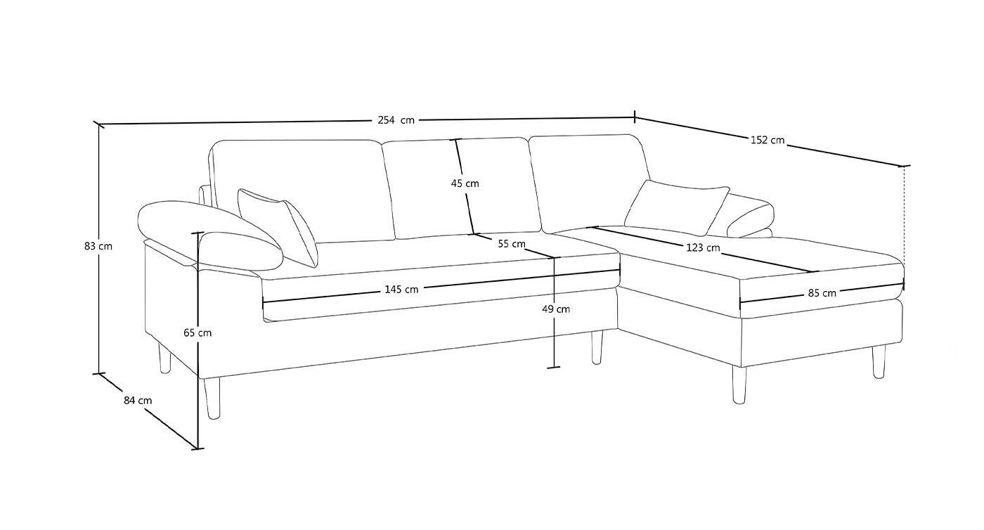 Divano angolare 3 posti con chaise longue destra - Washington