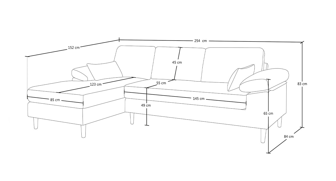 Divano angolare 3 posti con chaise longue sinistra - Washington