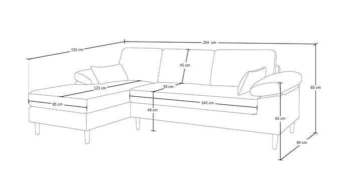 Divano angolare 3 posti con chaise longue sinistra - Washington