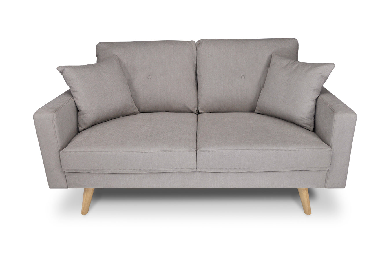 Divano 2 posti in tessuto vellutato tortora piedi in legno - Chloe - DI2P-CH03FBC-PL