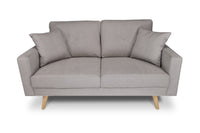 Divano 2 posti in tessuto vellutato tortora piedi in legno - Chloe - DI2P-CH03FBC-PL