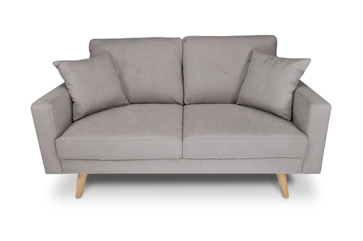 Divano 2 posti in tessuto vellutato tortora piedi in legno - Chloe - DI2P-CH03FBC-PL