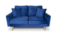 Divano 2 posti in velluto blu piedi in legno - Chloe - DI2P-CH07VLT-PL