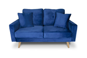 Divano 2 posti in velluto blu piedi in legno - Chloe - DI2P-CH07VLT-PL