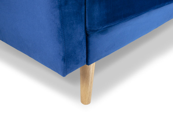 Divano 2 posti in velluto blu piedi in legno - Chloe - DI2P-CH07VLT-PL