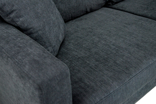 Divano 2 posti in tessuto vellutato nero piedi in legno - Chloe - DI2P-CH10FBC-PL