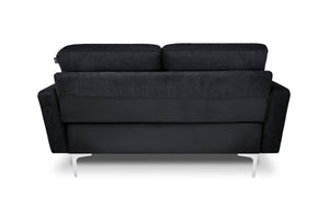 Divano 2 posti in tessuto vellutato nero piedi in metallo mod. Chloe DI2P-CH10FBC-PM