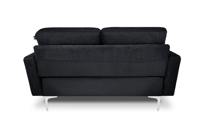 Divano 2 posti in tessuto vellutato nero piedi in metallo mod. Chloe DI2P-CH10FBC-PM