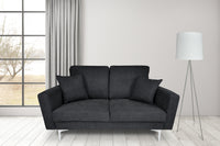 Divano 2 posti in tessuto vellutato nero piedi in metallo mod. Chloe DI2P-CH10FBC-PM